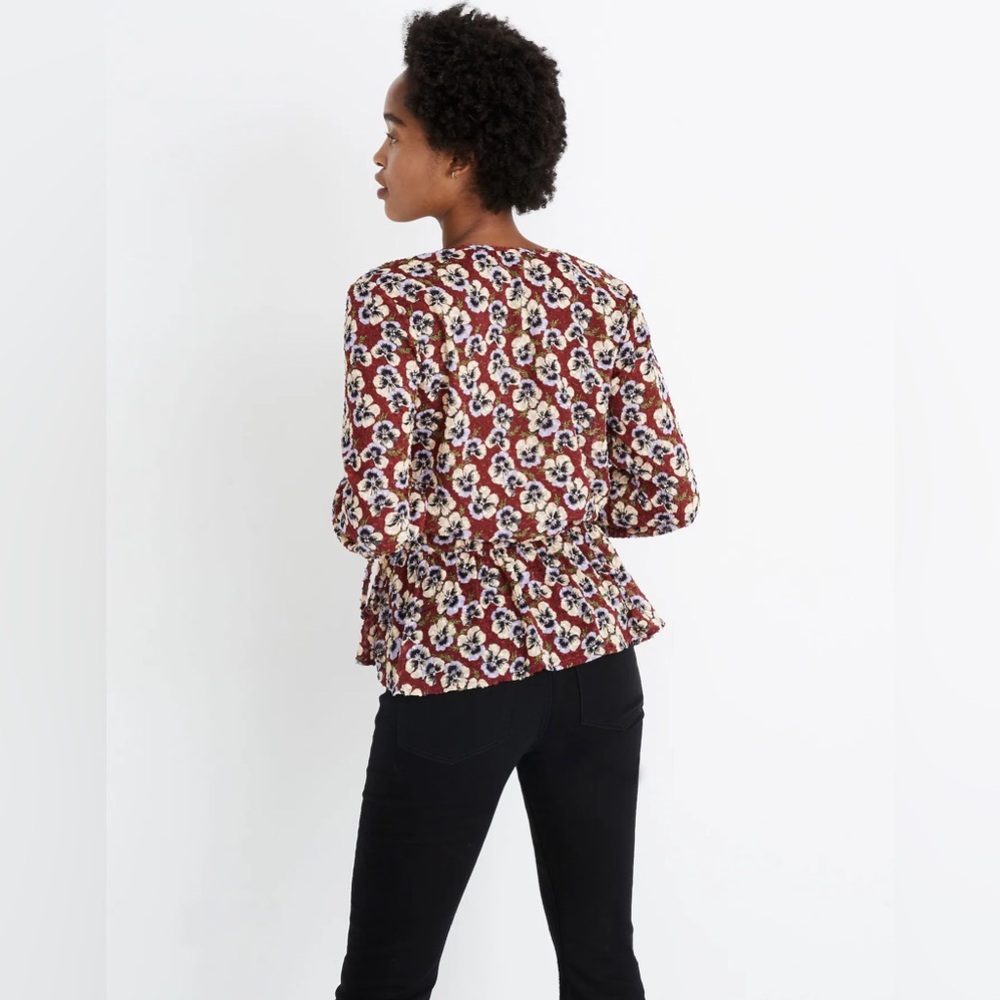 Madewell Drawstring Ruffle-Hem Top in Viola Floral - Picture 13 of 13